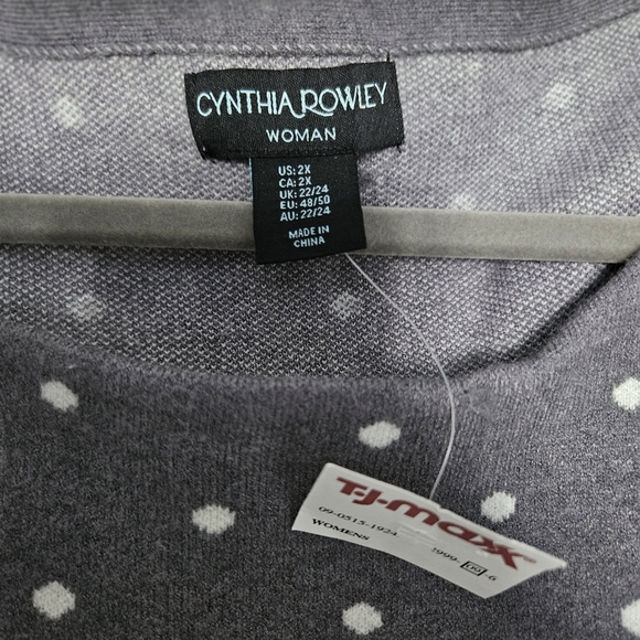 Brand New Cynthia Rowley Gray Polka Dot plus size sweater - Picture 4 of 8